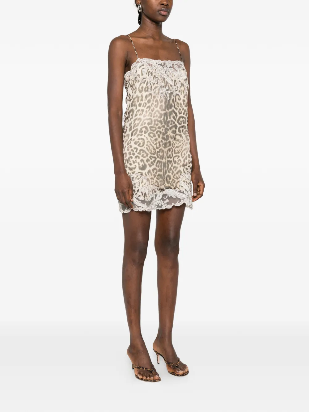 Ermanno Scervino Leopard-pattern Lace Dress - Neutrals 
