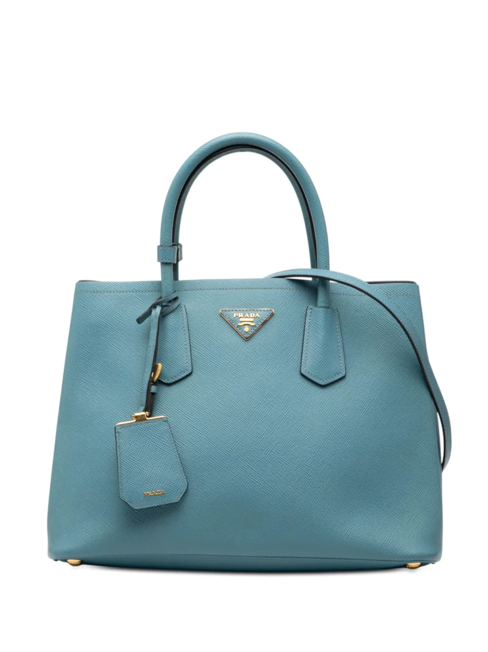 Prada Pre-Owned Borsa a tracolla media in Saffiano Cuir Double 2013-2025 - Blu