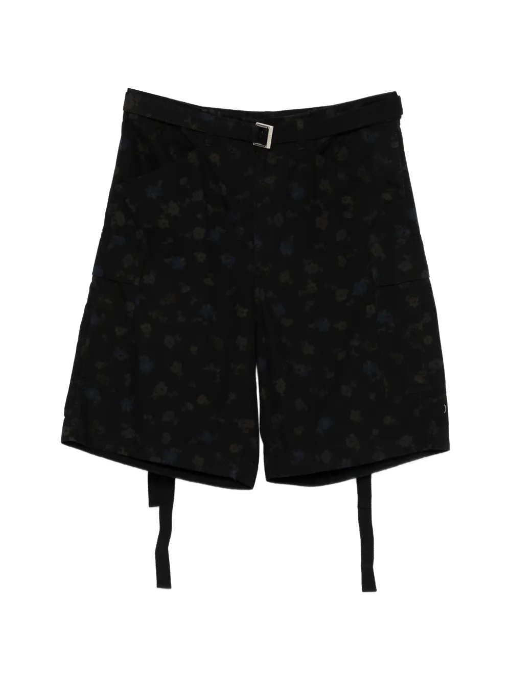 sacai floral-detail belt shorts - Nero