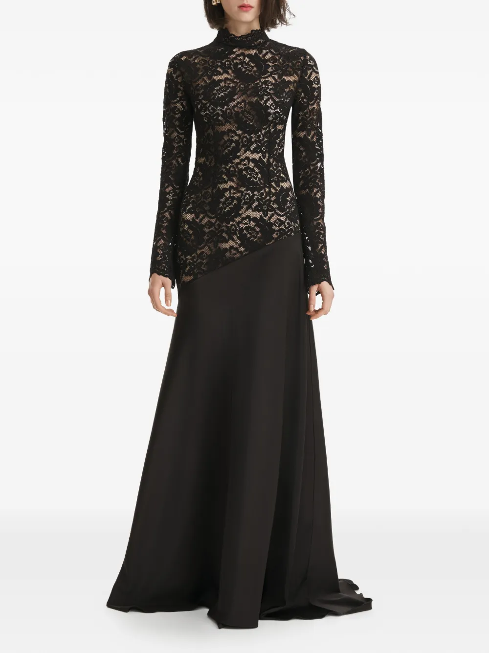 2310 STUDIO lace long-sleeve maxi dress - Nero