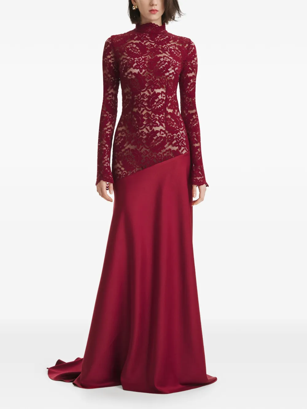 2310 STUDIO lace long-sleeve maxi dress - Rosso