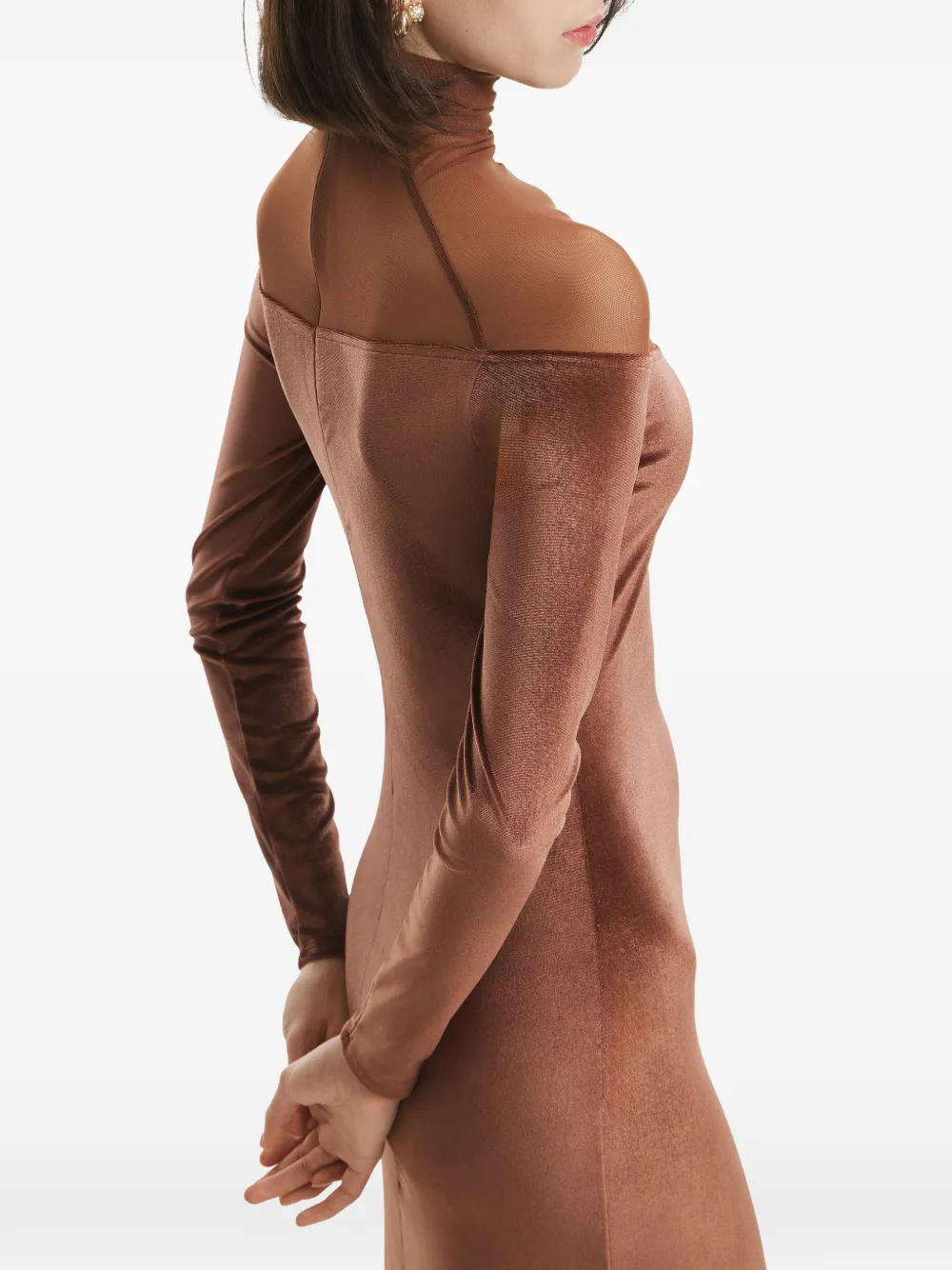 2310 STUDIO Maxi-jurk met col Bruin