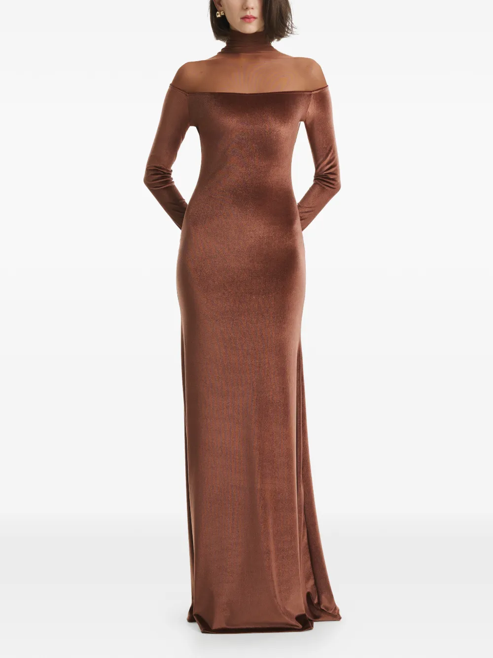2310 STUDIO roll-neck maxi dress - Marrone