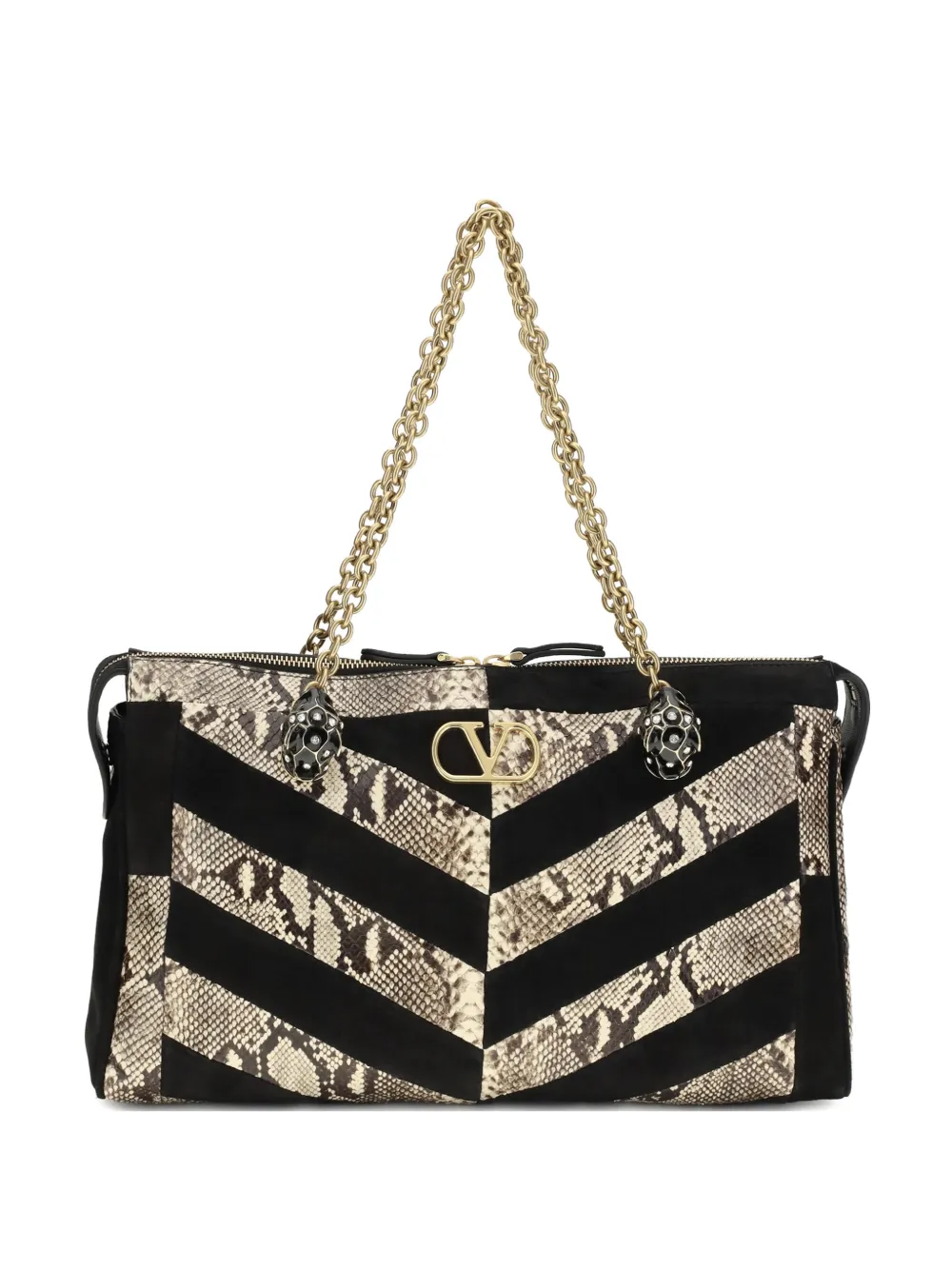 Valentino Garavani patchwork chevron shoulder bag - Nero