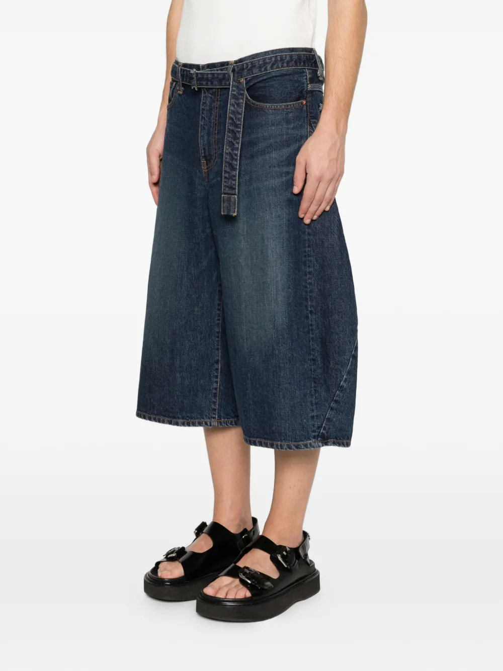  Sacai Buttoned Belted Shorts - Blue 