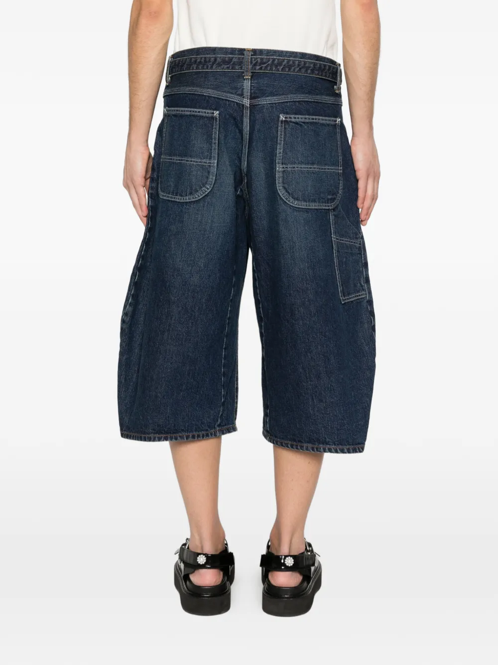 sacai Shorts met ceintuur en knopen Blauw