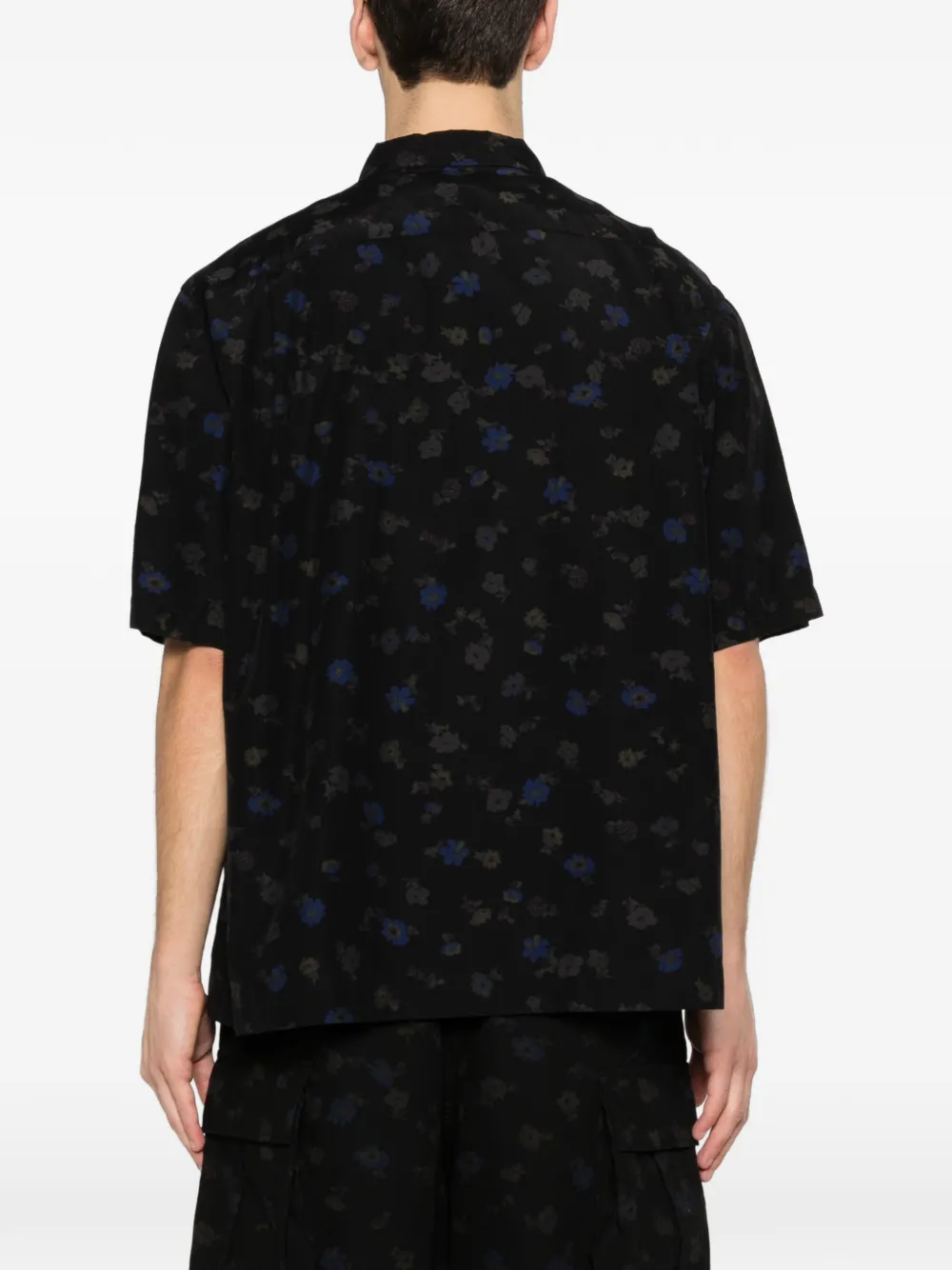 sacai Overhemd met bloemdetail en zak Zwart
