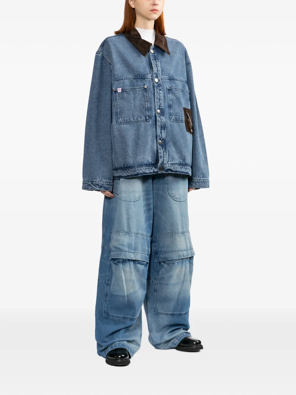 Charles Jeffrey Loverboy Corduroy Collar Denim Jacket - Blue 