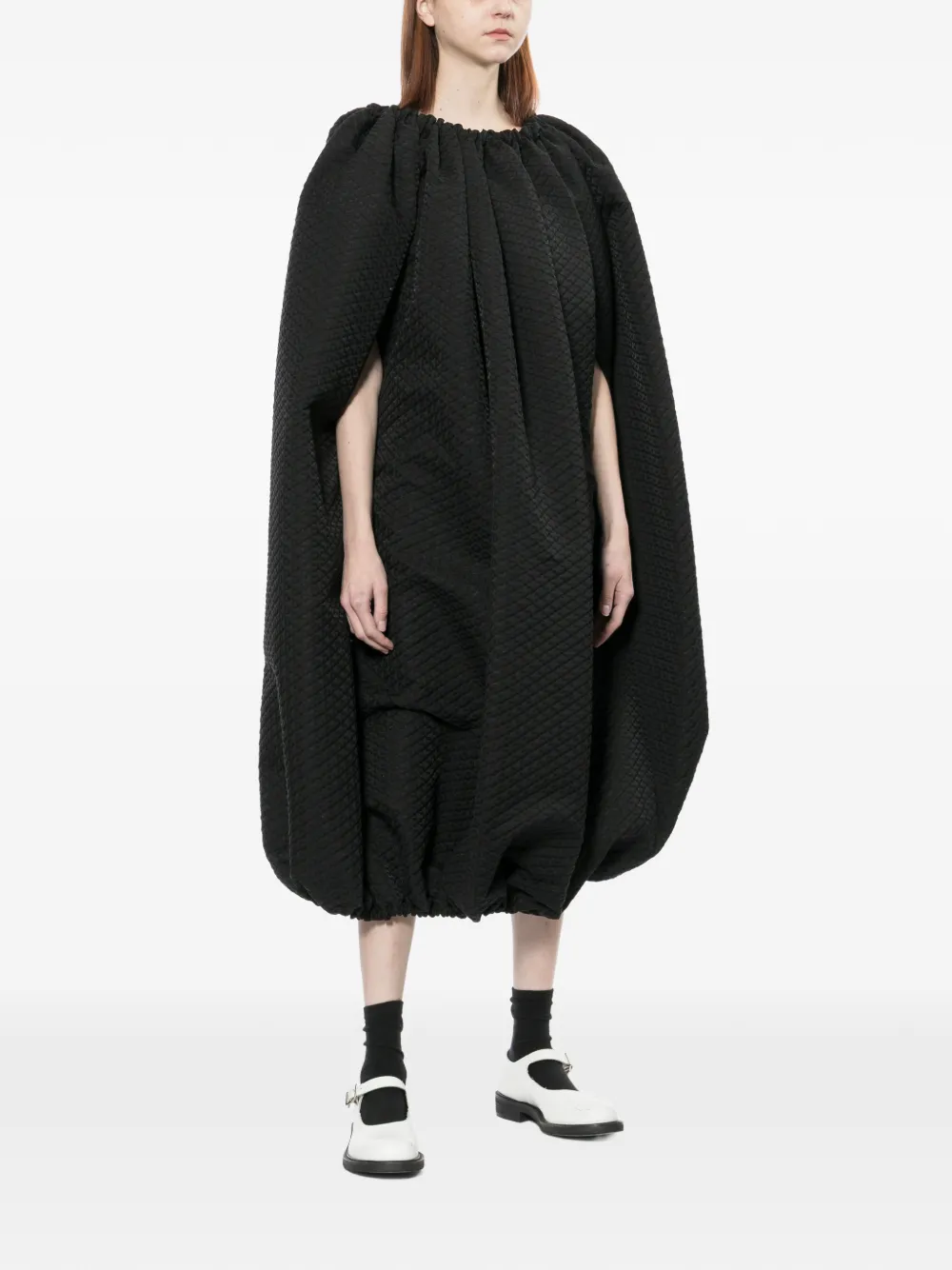 textured gathered dress