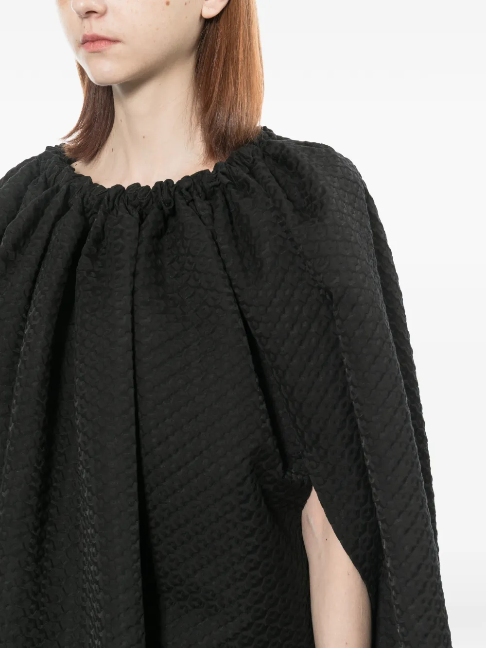textured gathered dress