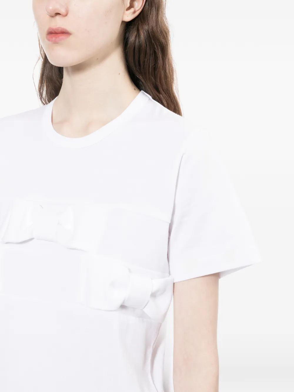 Comme Des Garçons Girl T-shirt met ronde hals en strik Wit