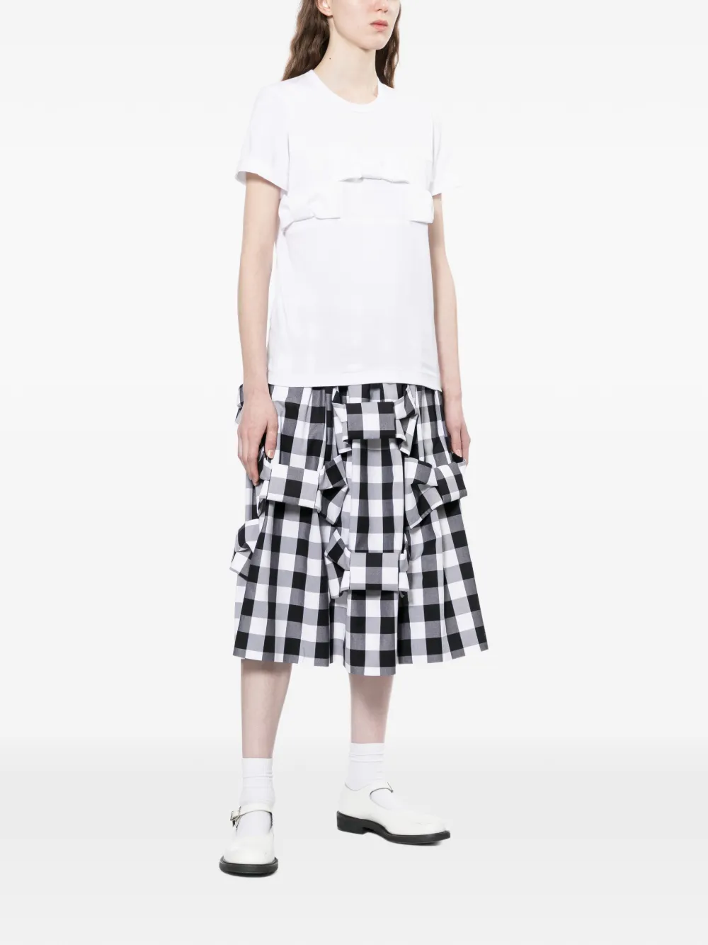 Comme Des Garçons Girl T-shirt met ronde hals en strik Wit