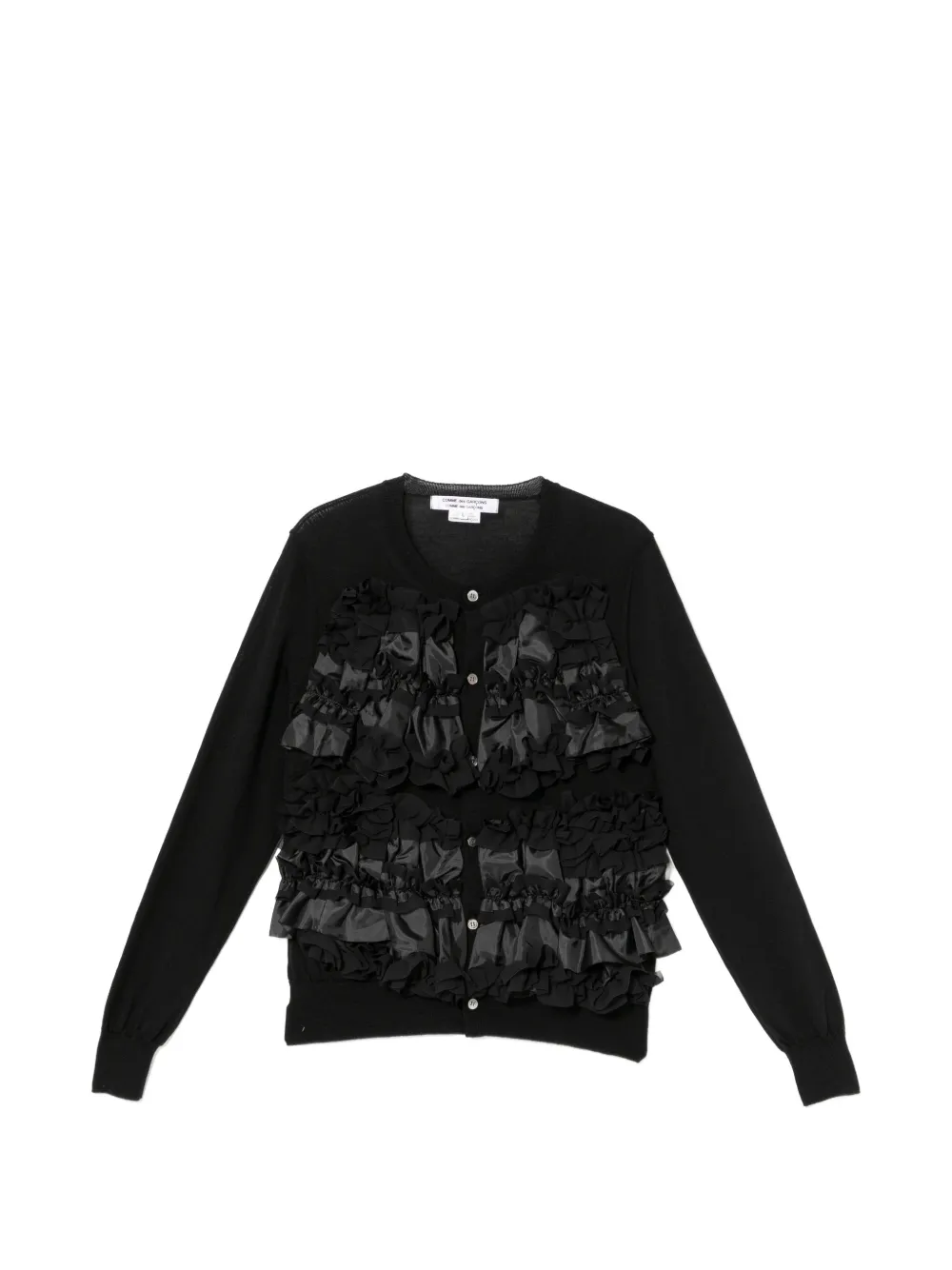 Comme Des Garçons Ruffled Cardigan In Black