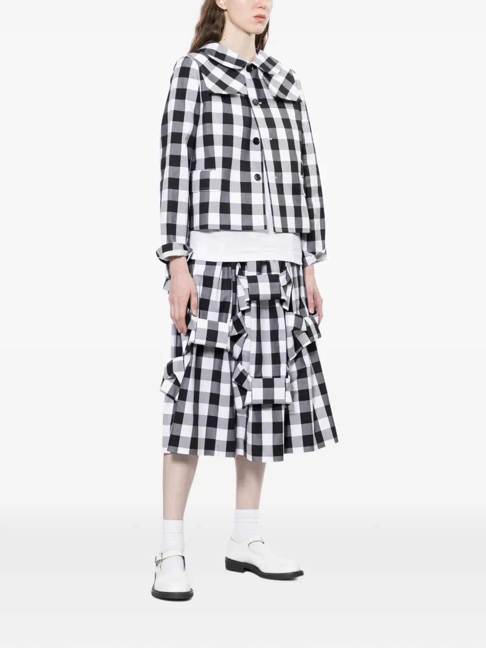  Comme Des Garçons Girl Gingham Collared Jacket - Black 