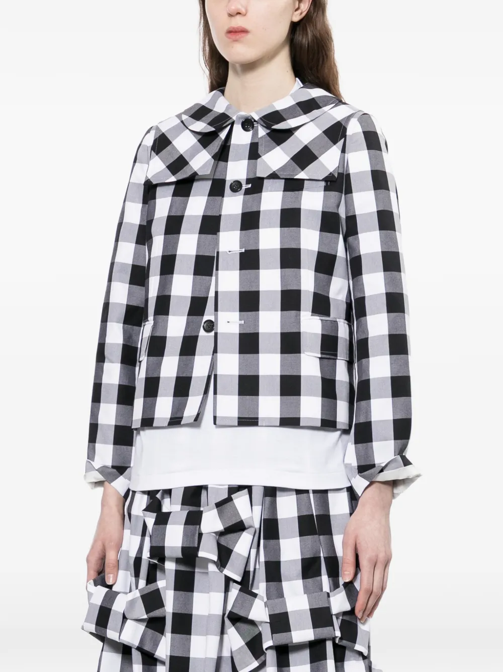  Comme Des Garçons Girl Gingham Collared Jacket - Black 