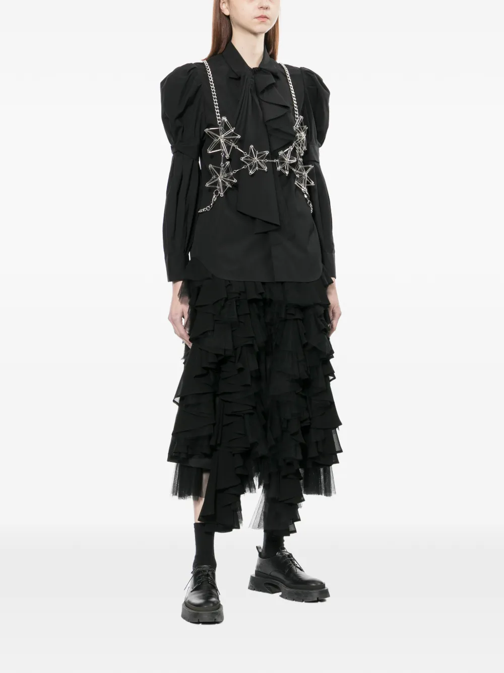 Noir Kei Ninomiya Blouse met ruches Zwart
