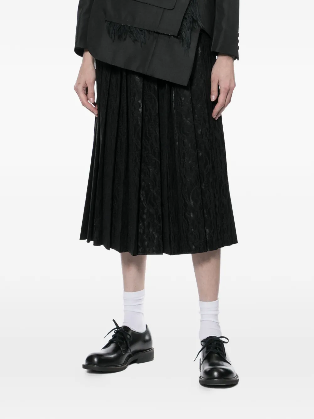  Junya Watanabe Falda Plisada Con Encaje - Negro 