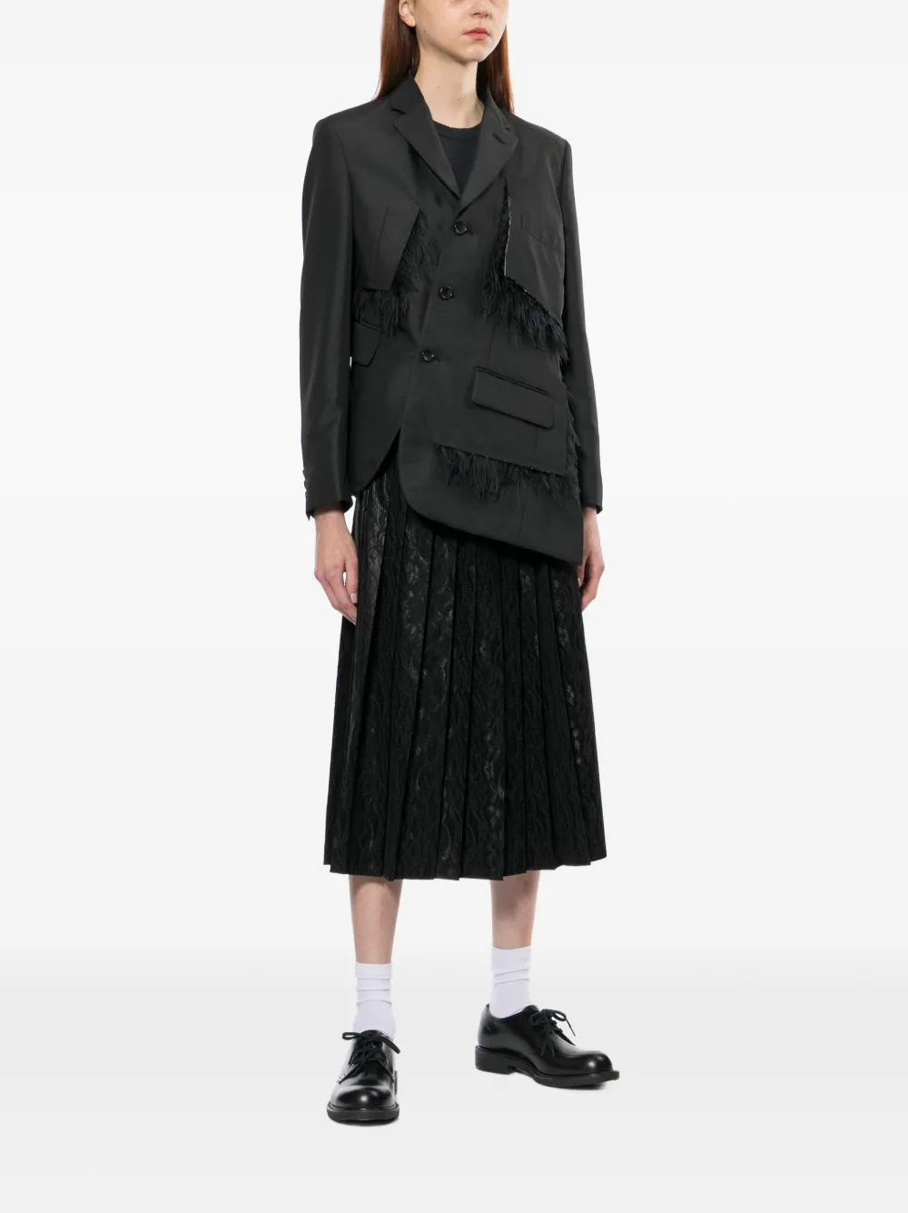  Junya Watanabe Falda Plisada Con Encaje - Negro 