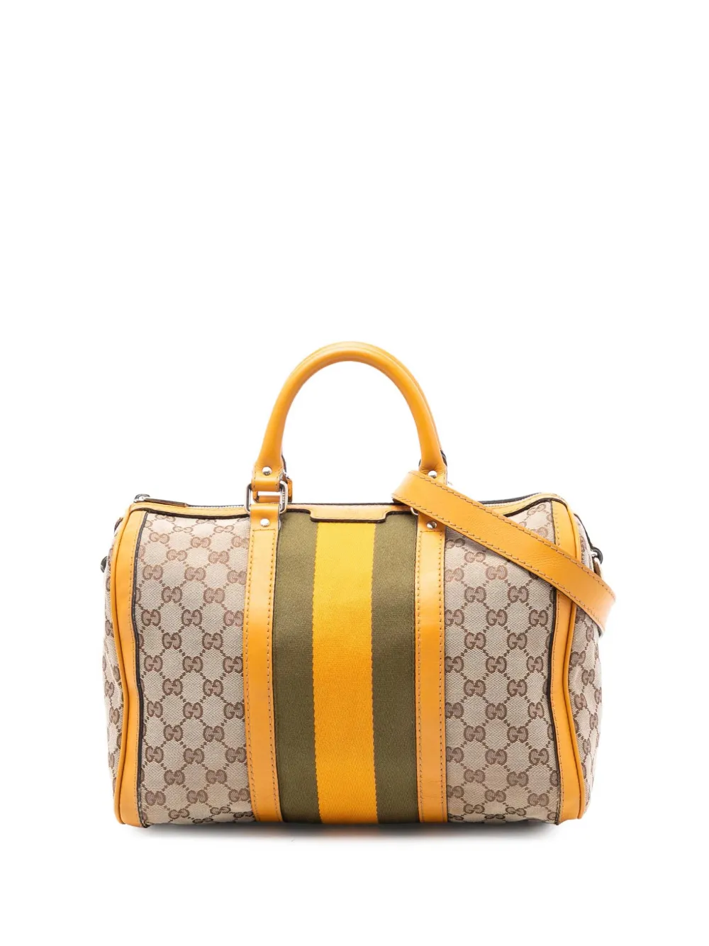 Gucci Pre-Owned Borsa Boston Joy media in tela GG con decorazione Web 2016-2025 - Marrone