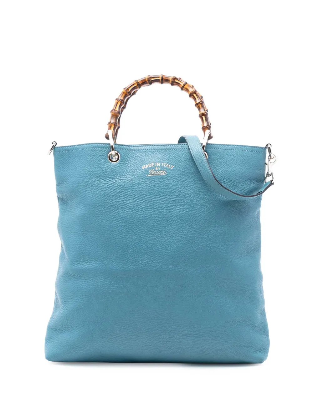 Gucci Pre-Owned 2016-2025 Tall Leather Bamboo Shopper Tote satchel - Blu