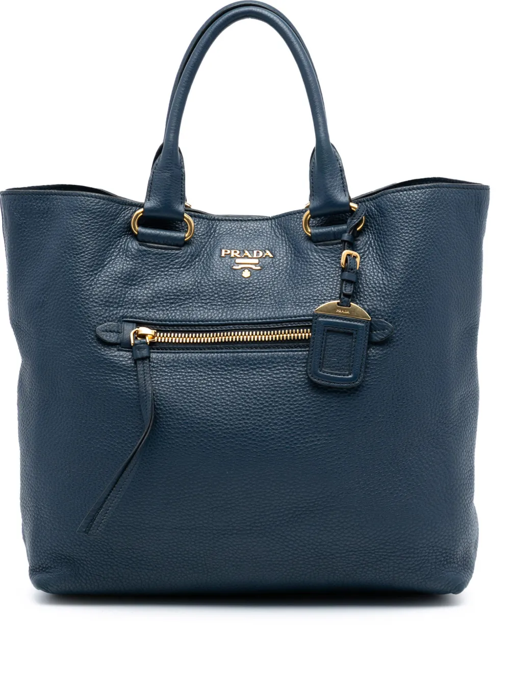 Prada Pre-Owned 2010-2025 Vitello Daino Open Convertible Tote satchel - Blu