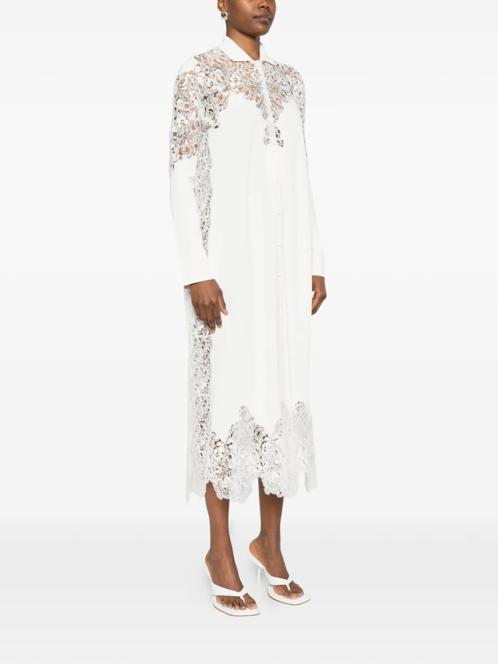 Ermanno Scervino Midi-jurk met kant Wit