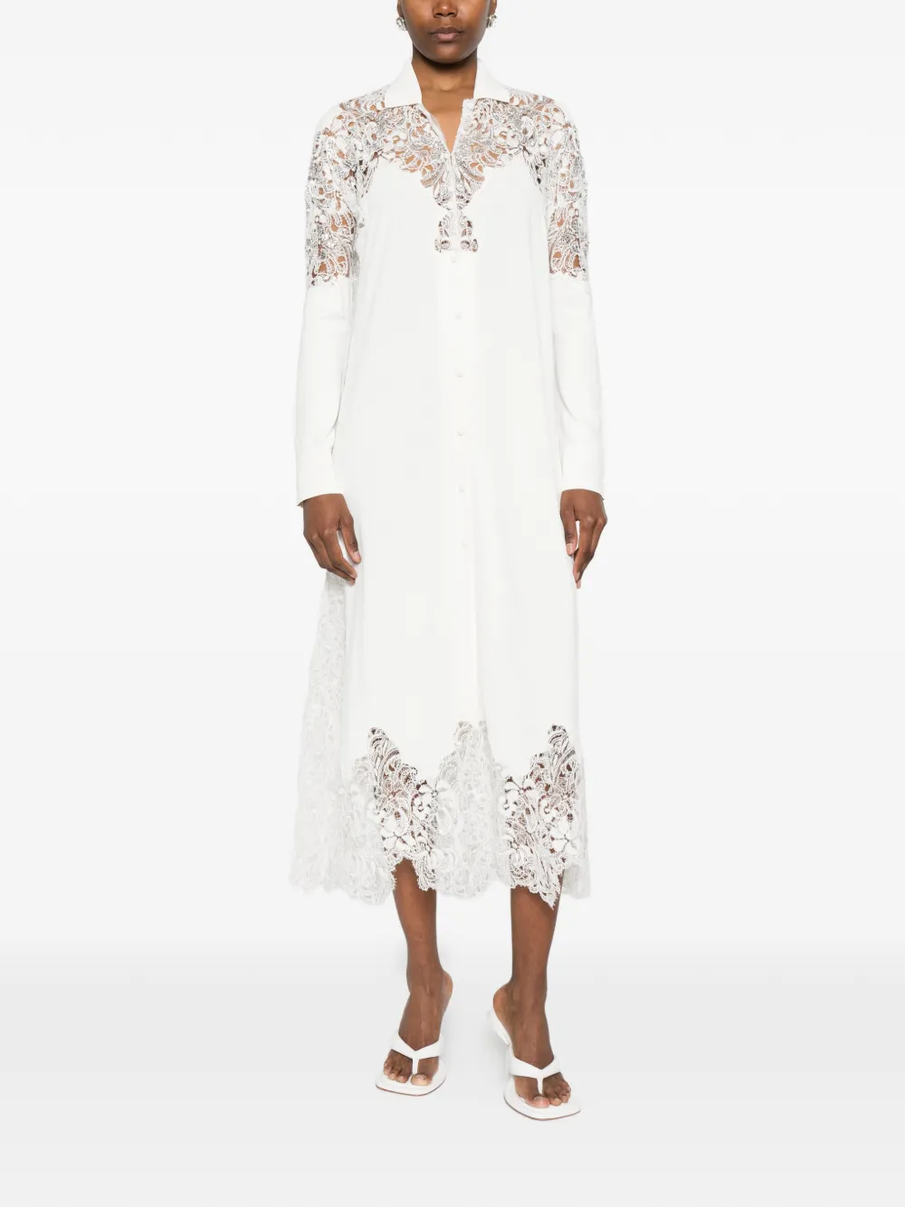 Ermanno Scervino Midi-jurk met kant Wit