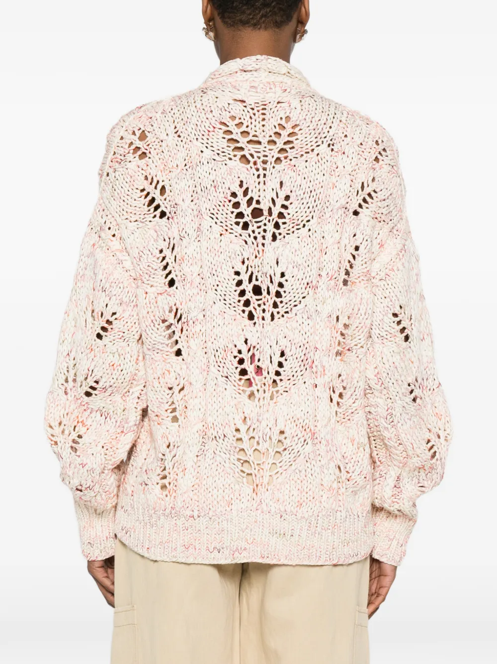 Buttoned Openwork Cardigan