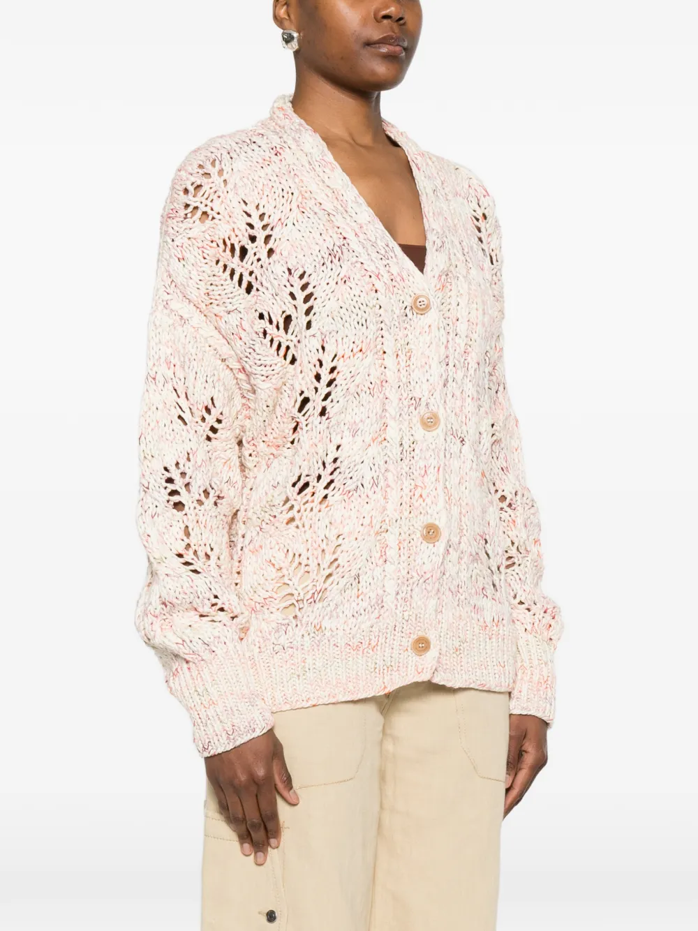 Buttoned Openwork Cardigan