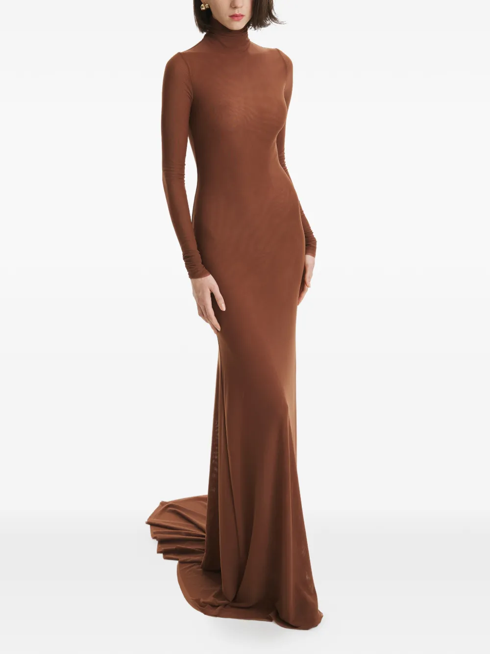 2310 STUDIO long-sleeve roll-neck maxi dress - Marrone