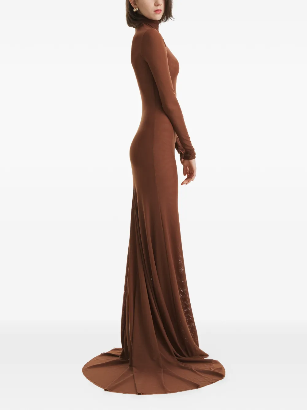  2310 Studio Long-sleeve Roll-neck Maxi Dress - Brown 