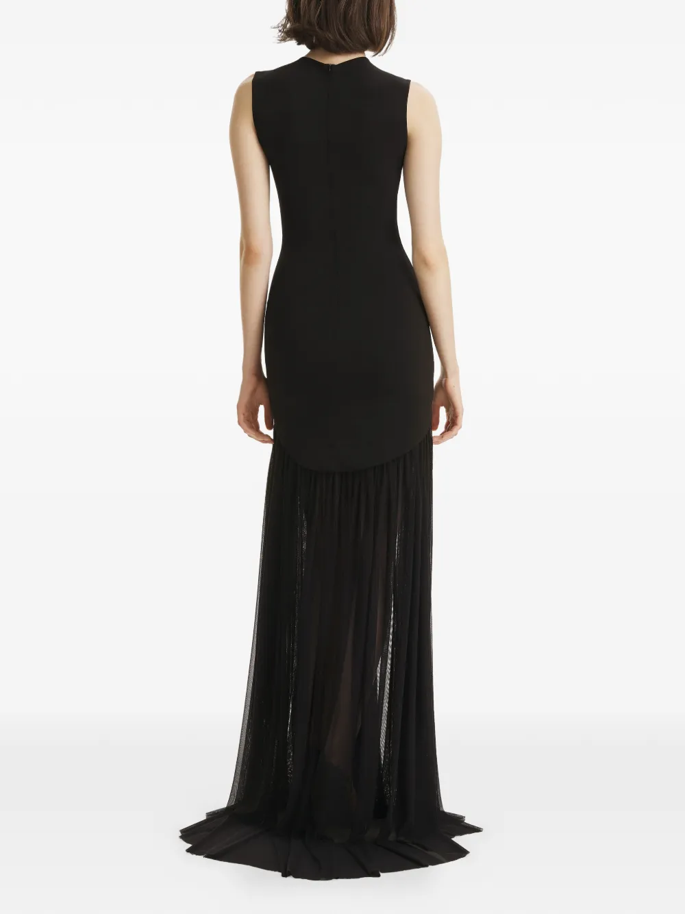 Tulle-Panel Maxi Dress