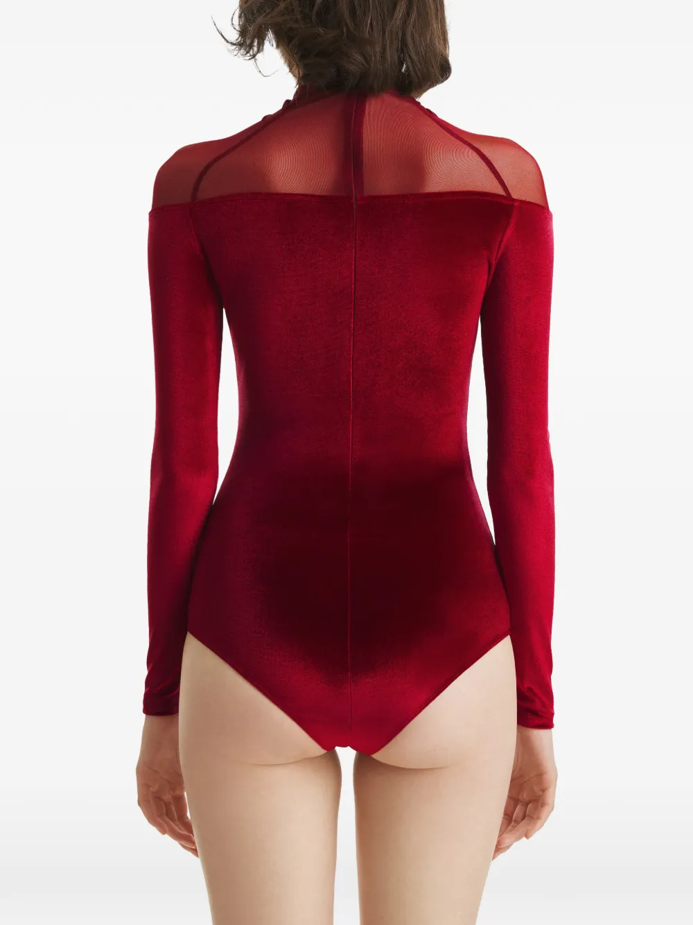  2310 Studio Mesh Velvet Bodysuit - Red 