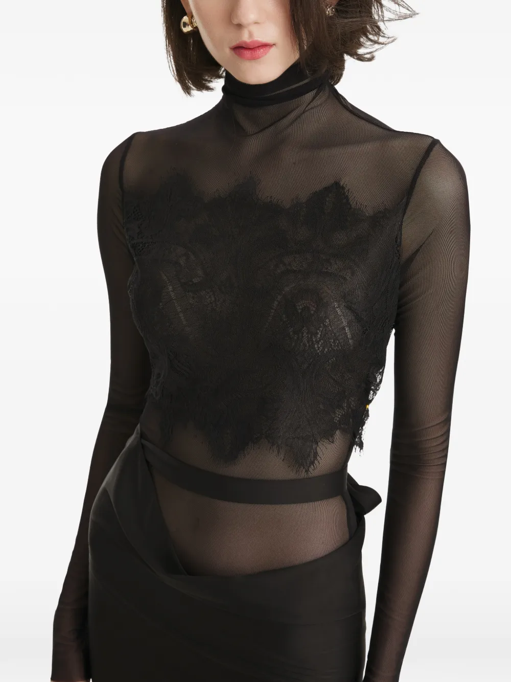 2310 STUDIO Gedrapeerde maxi-rok Zwart