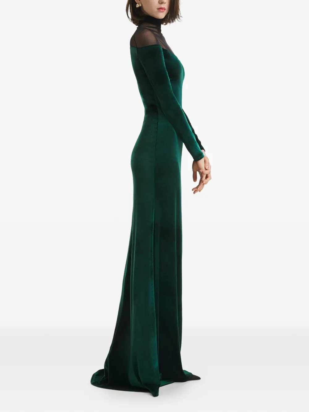  2310 Studio Mesh Velvet Maxi Dress - Green 