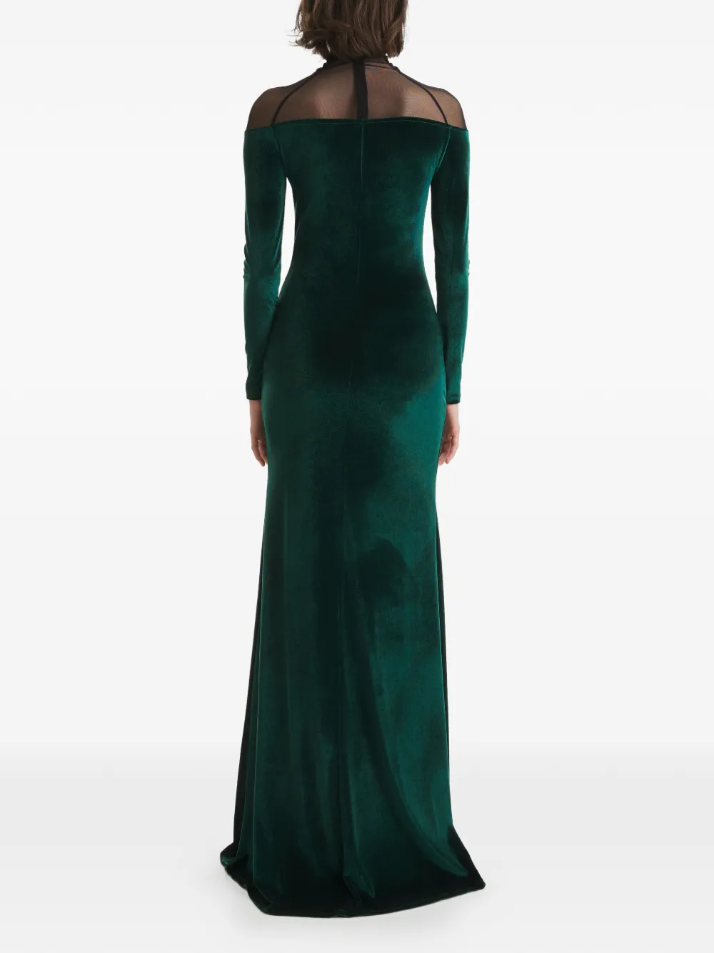  2310 Studio Mesh Velvet Maxi Dress - Green 