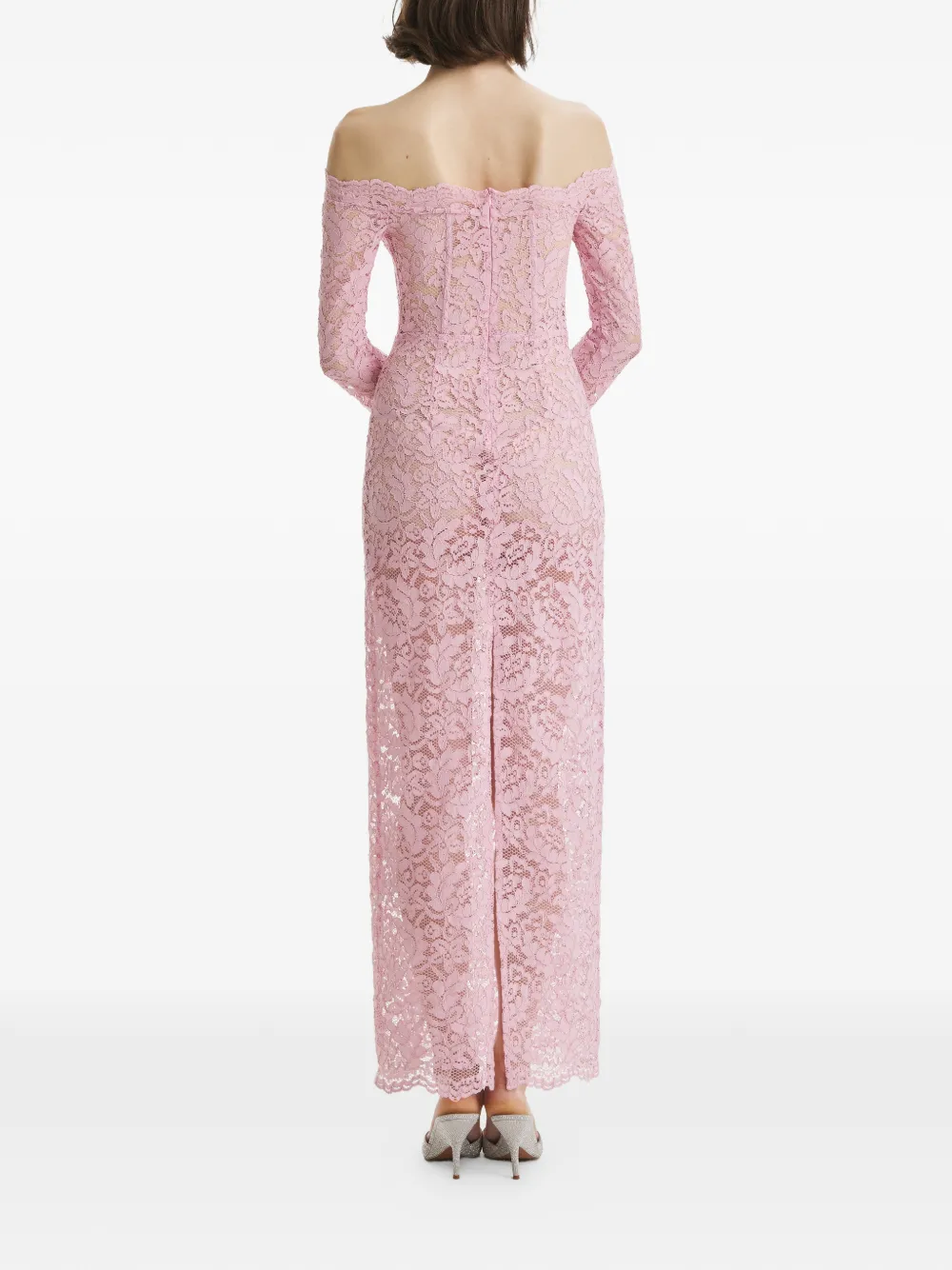  2310 Studio Off-shoulder Lace Maxi Dress - Pink 