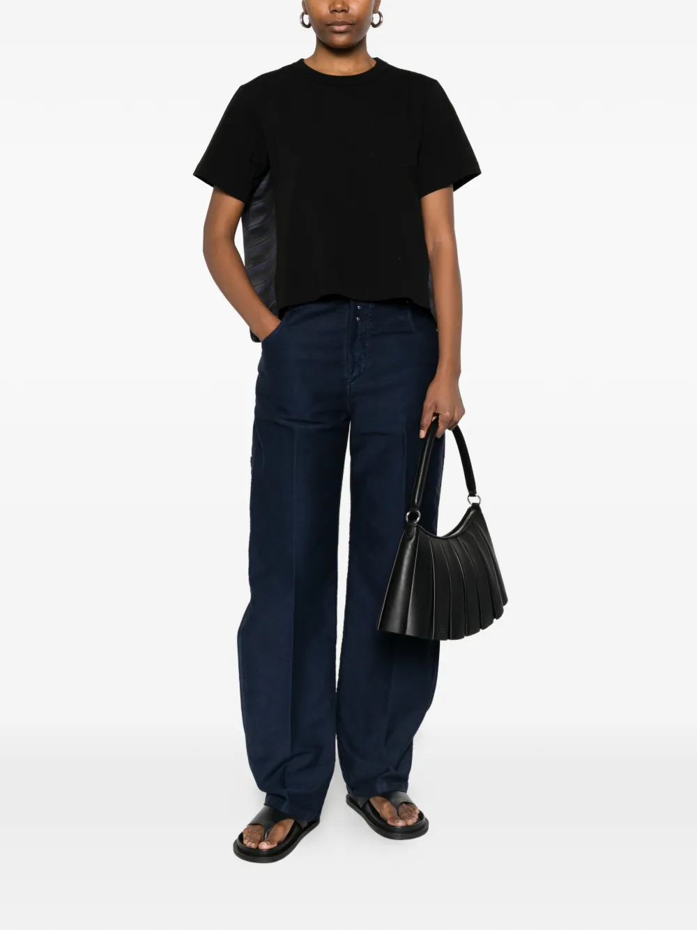 sacai Boxy T-shirt Zwart