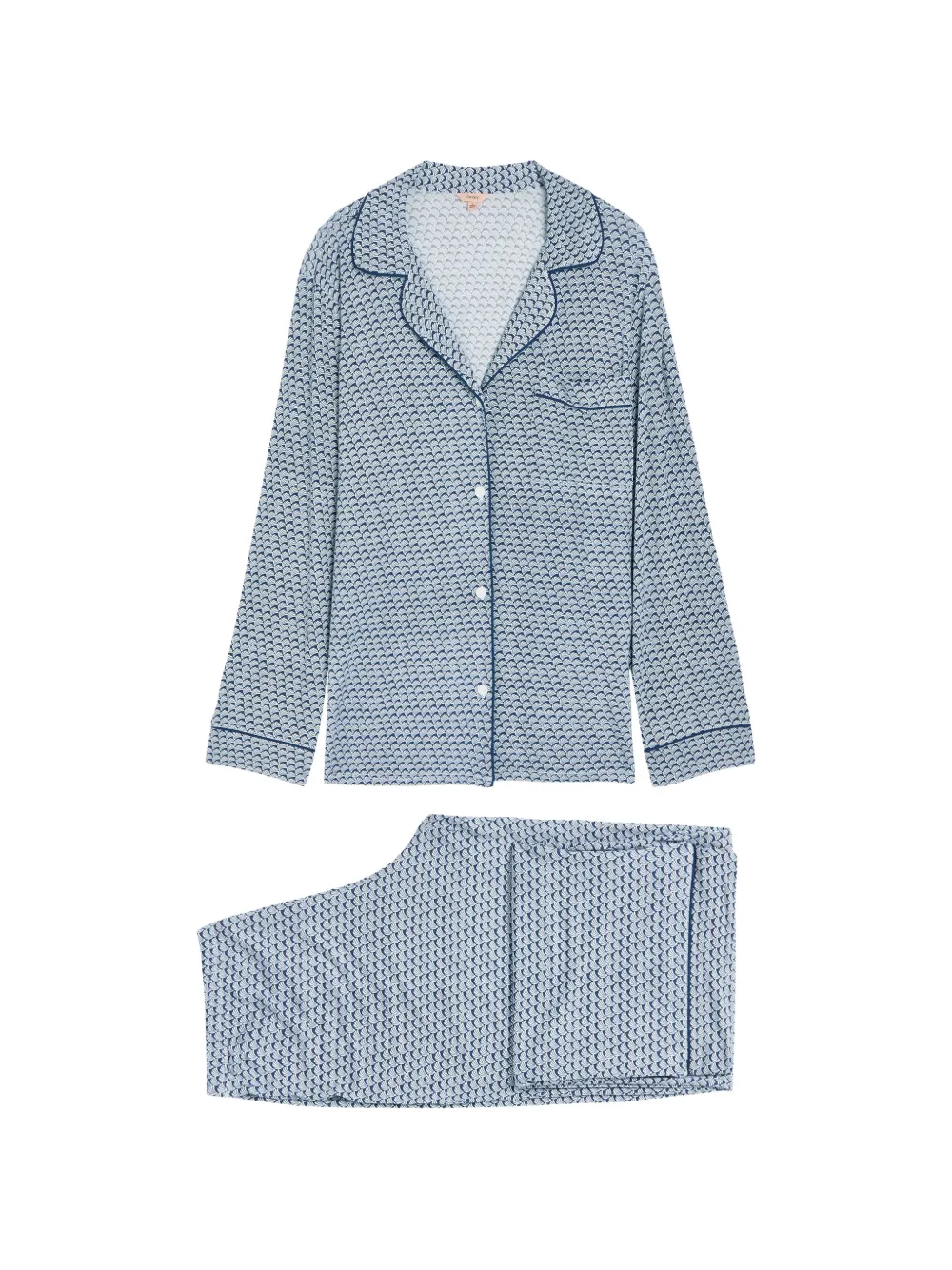Eberjey seashell-print piped pajamas set - Blau