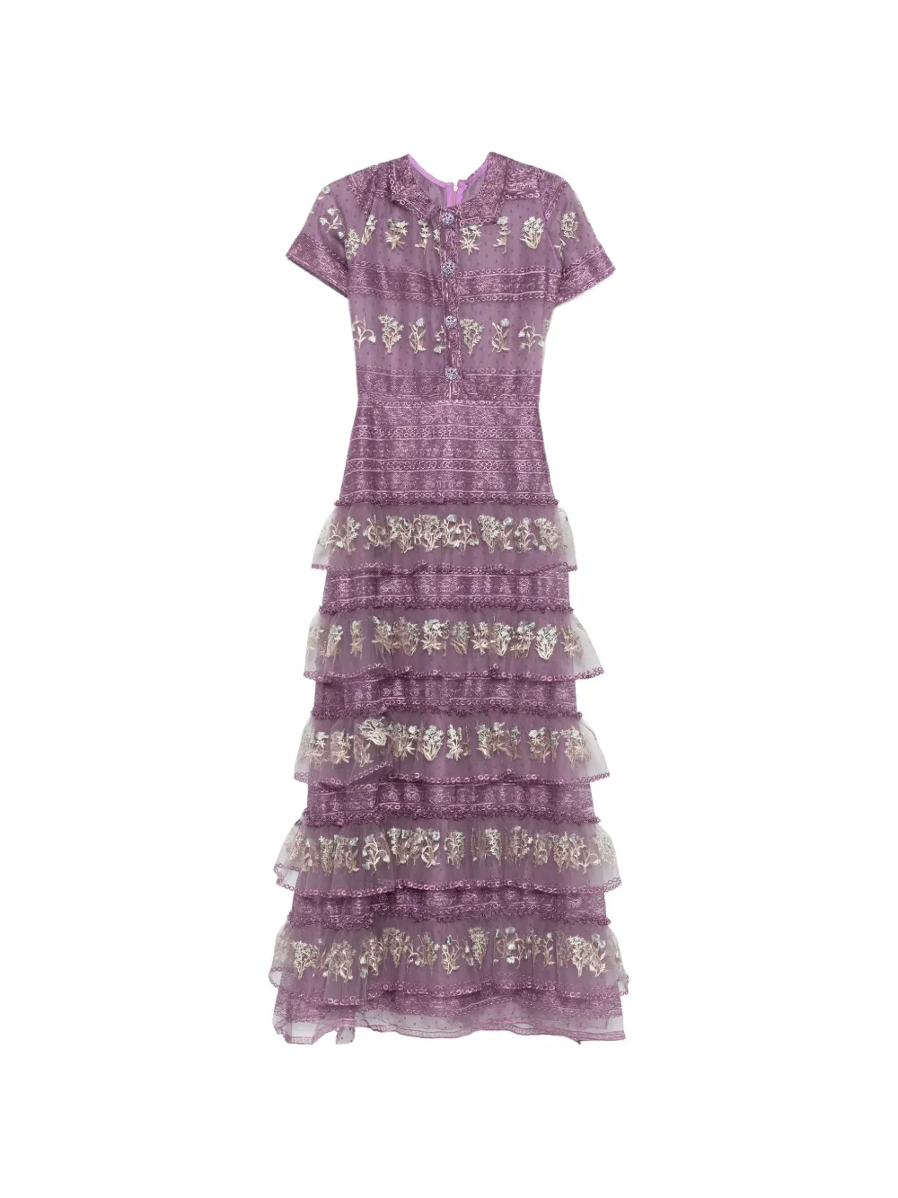 Макси-платье с цветочными оборками от MIAU by Clara Rotescu