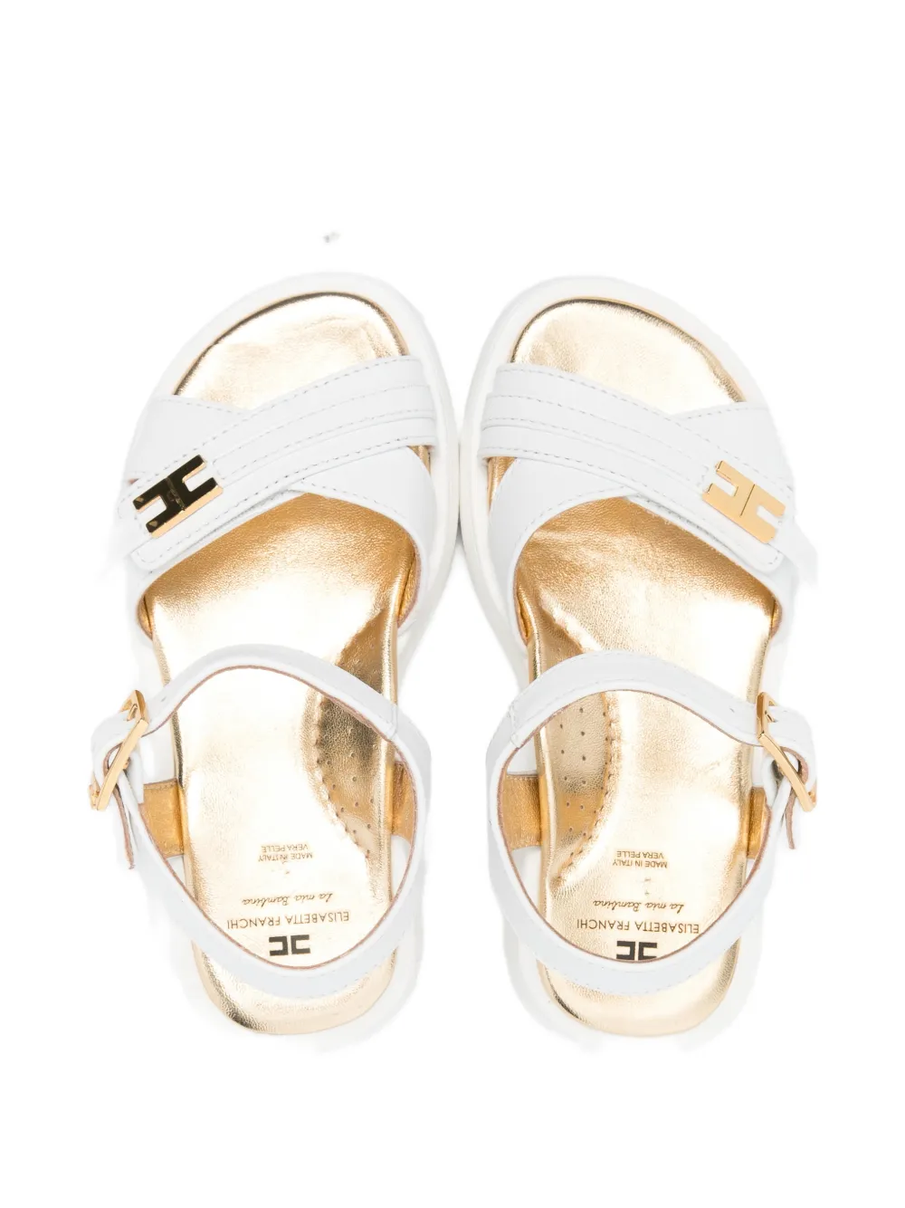 Elisabetta Franchi La Mia Bambina Leren sandalen met logodetail Wit
