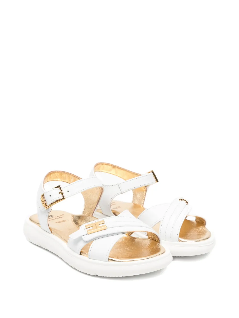 Elisabetta Franchi La Mia Bambina logo-detail leather sandals - Bianco