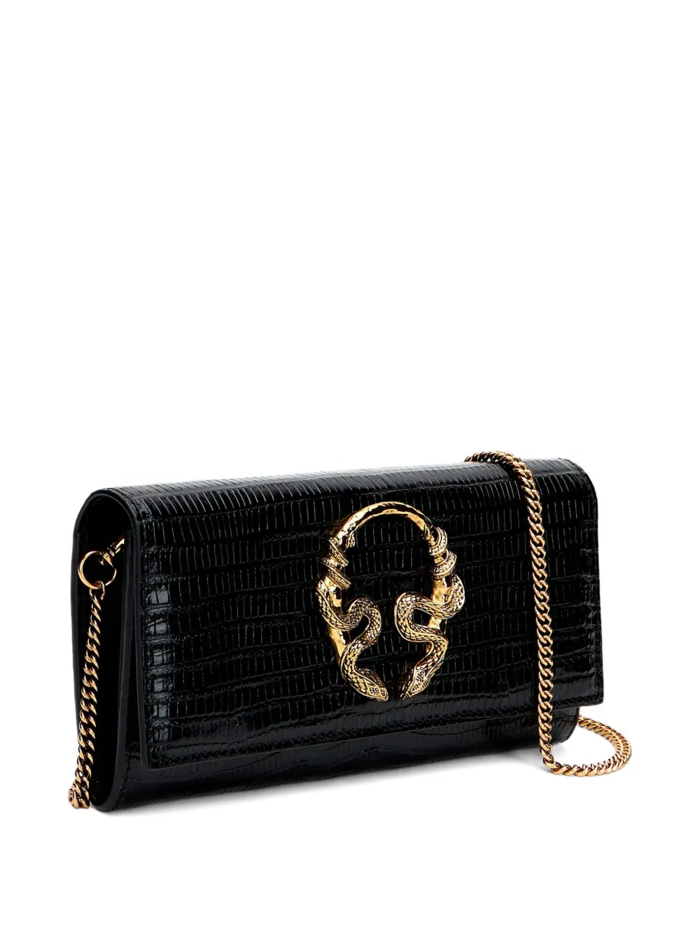 Roberto Cavalli Serpentine portemonnee met ketting Zwart
