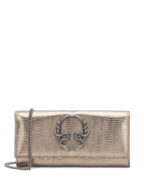 Roberto Cavalli metallic reptile-effect wallet