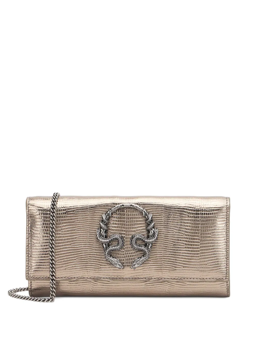 Roberto Cavalli metallic reptile-effect wallet - Toni neutri