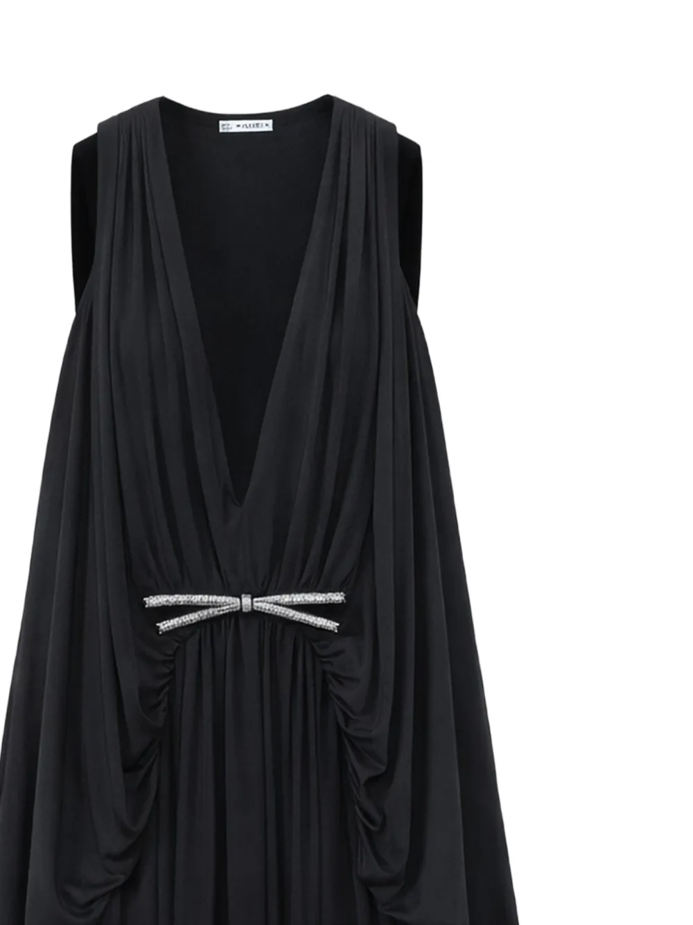 draped crystal-bow maxi dress