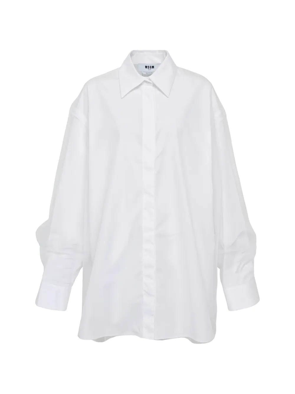 MSGM collared long-sleeve shirtdress - Bianco
