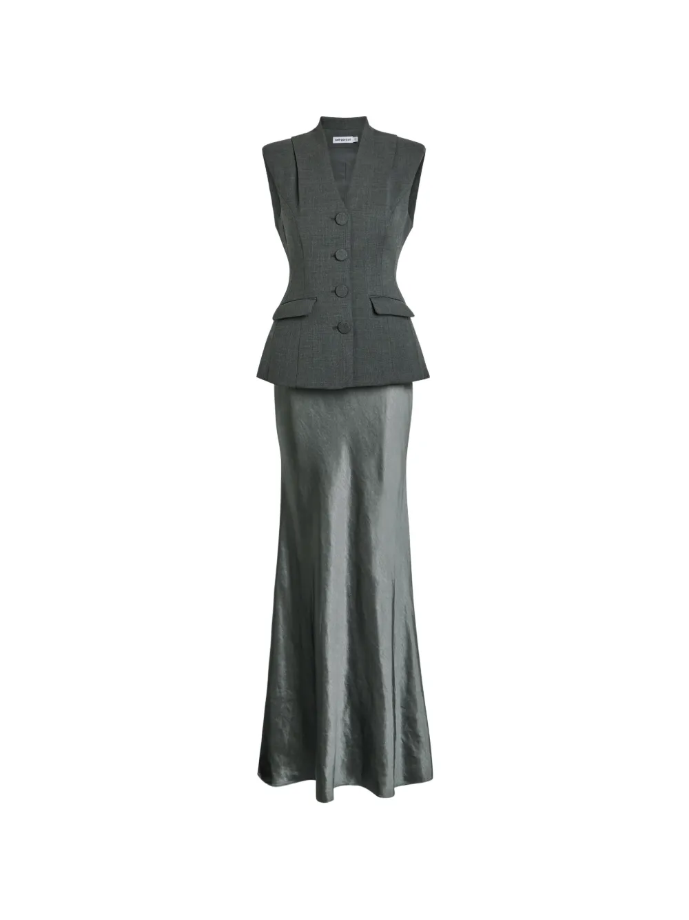 Self-Portrait buttoned maxi dress - Grigio