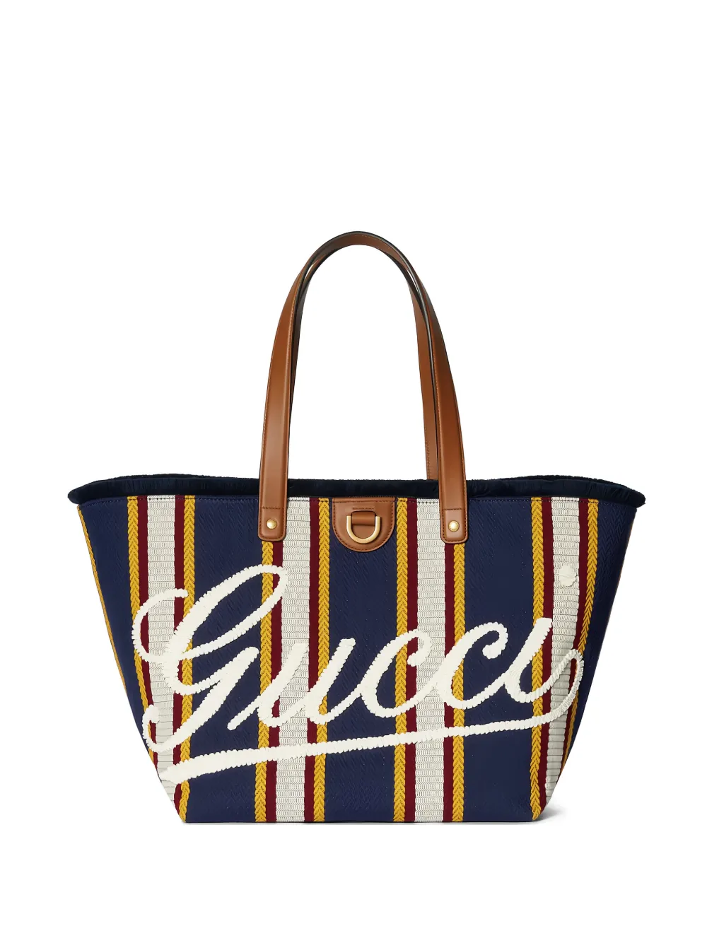 Gucci striped logo-embroidered tote bag - Blue
