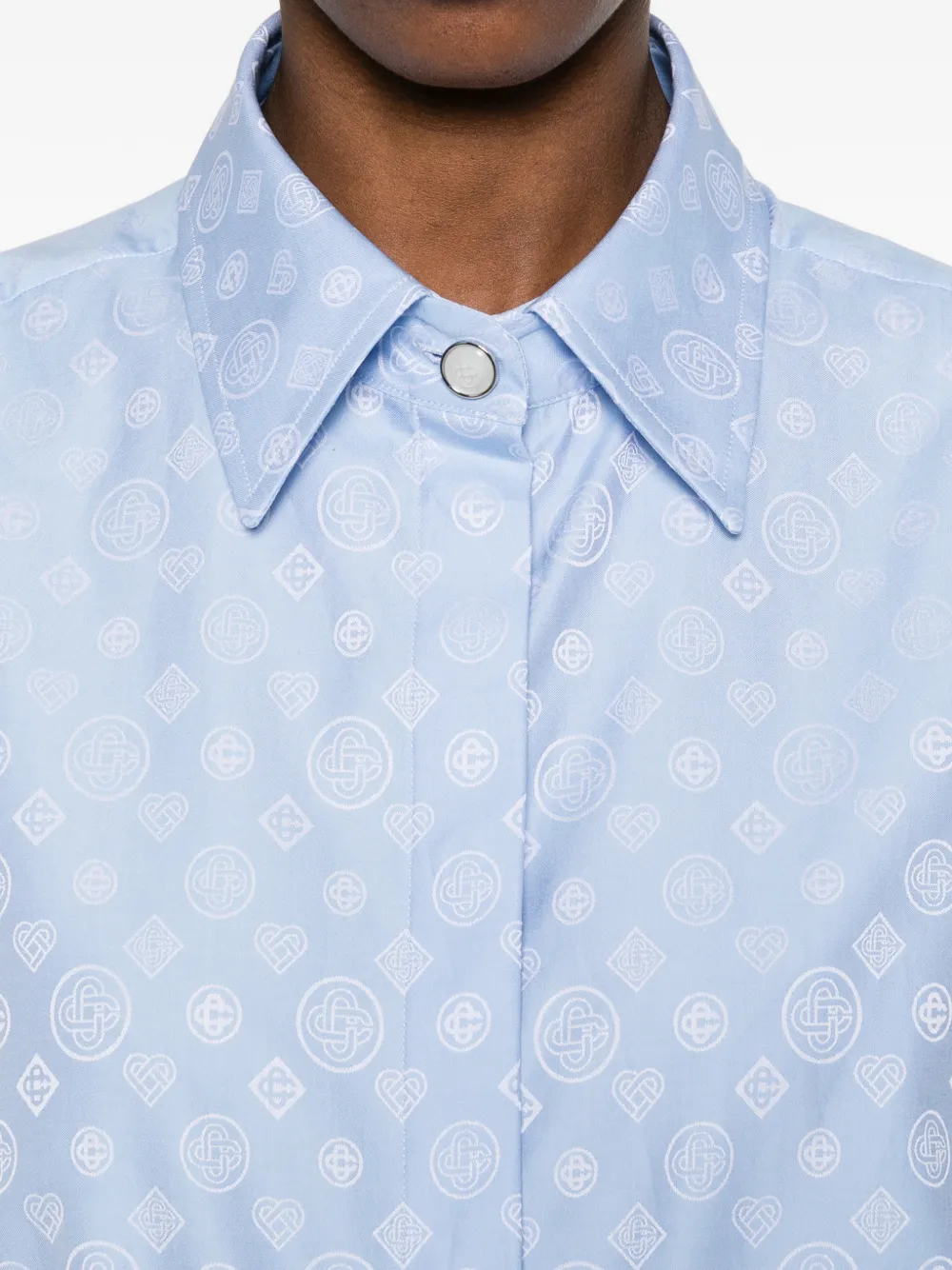 Casablanca Blouse met monogram-print Blauw
